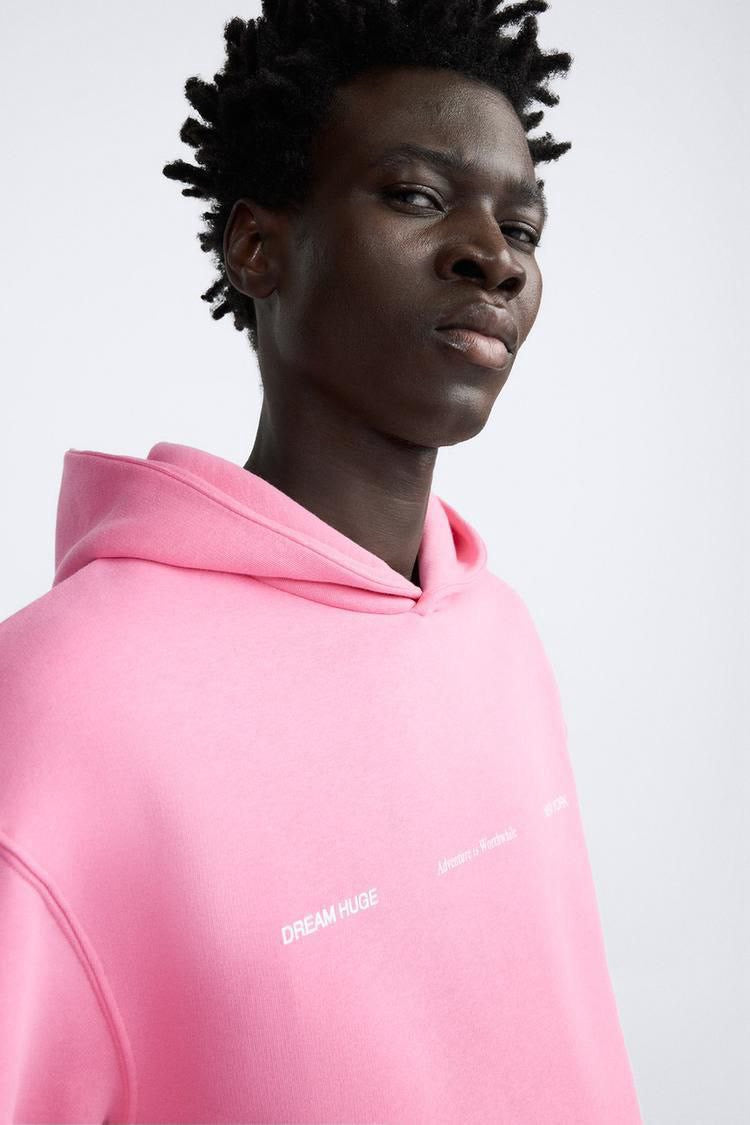 ZARA PRINTED HOODIE IN PINK