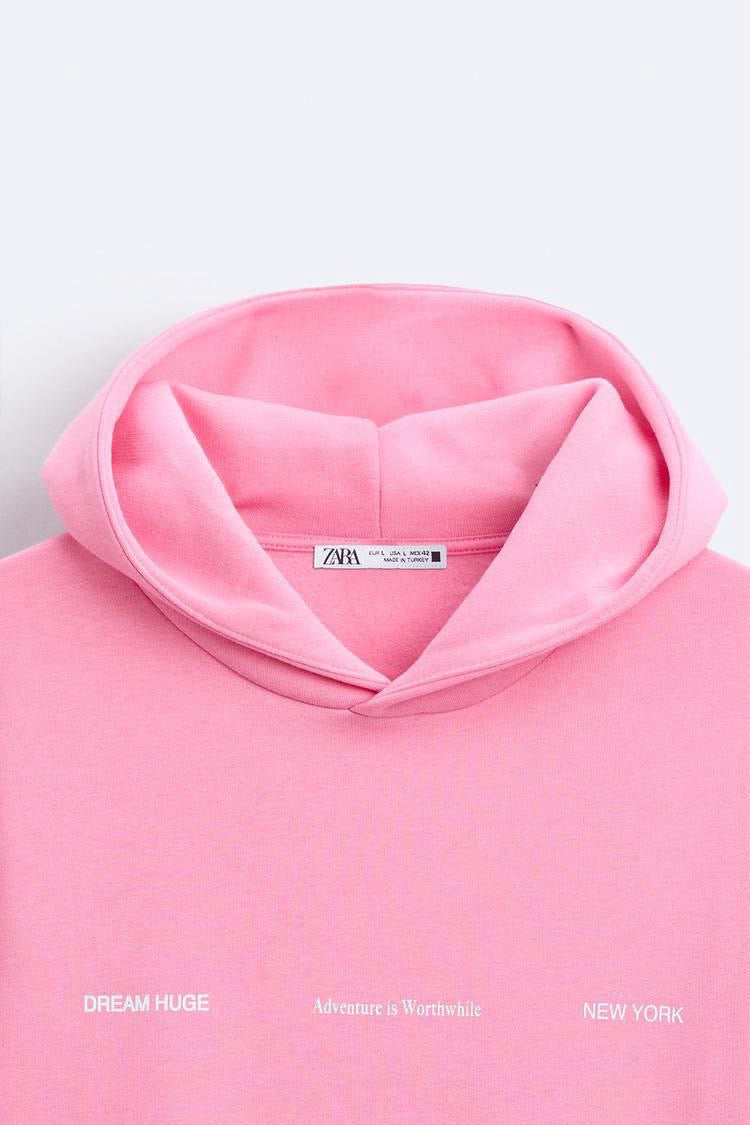 ZARA PRINTED HOODIE IN PINK