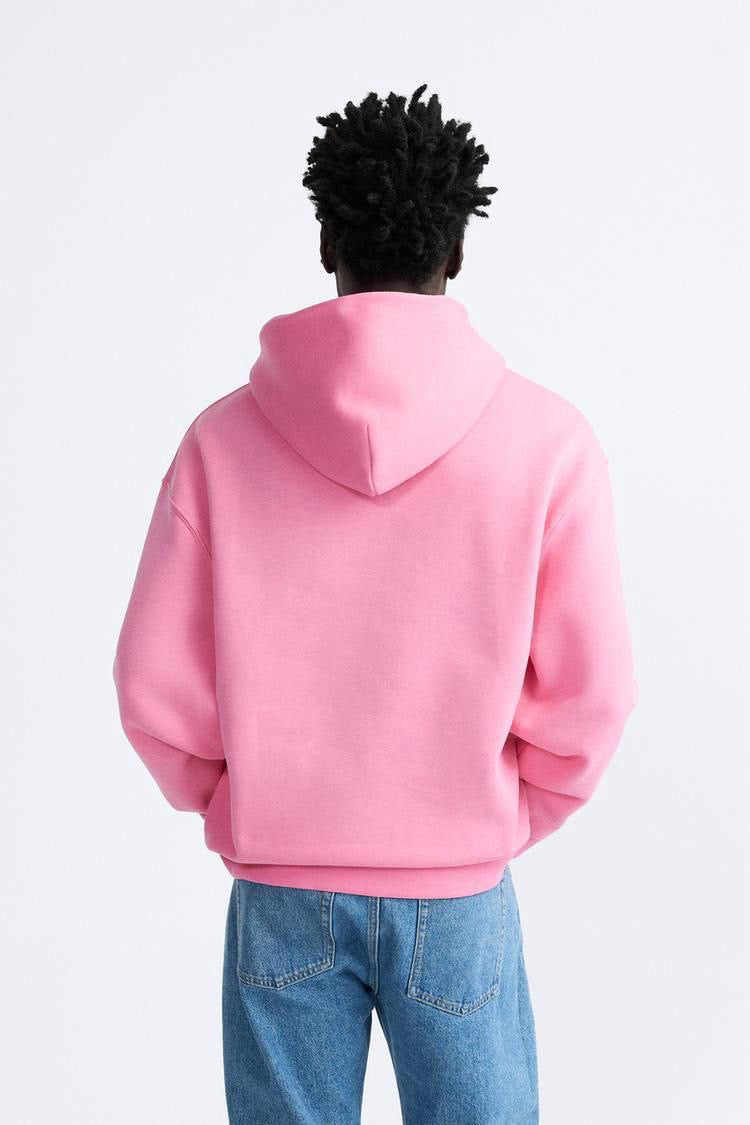 ZARA PRINTED HOODIE IN PINK