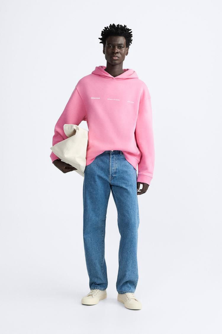 ZARA PRINTED HOODIE IN PINK