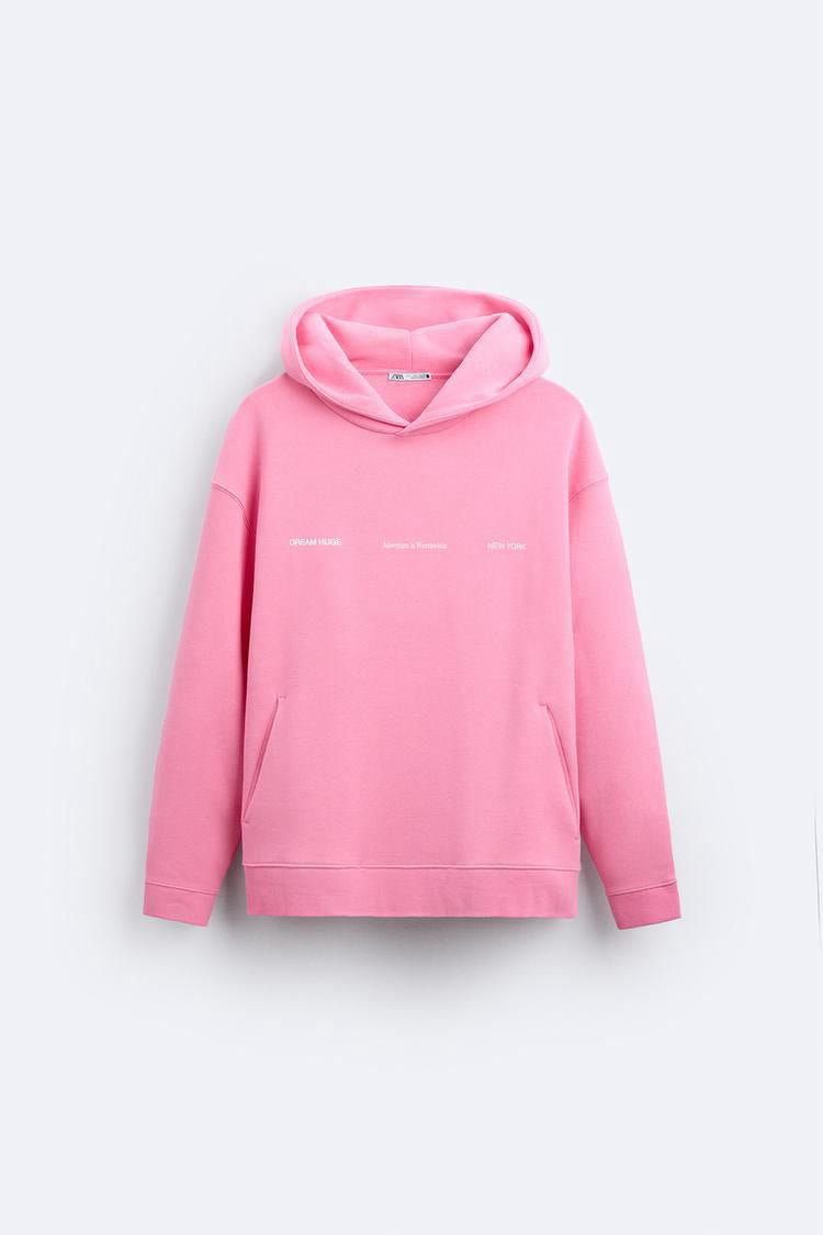 ZARA PRINTED HOODIE IN PINK