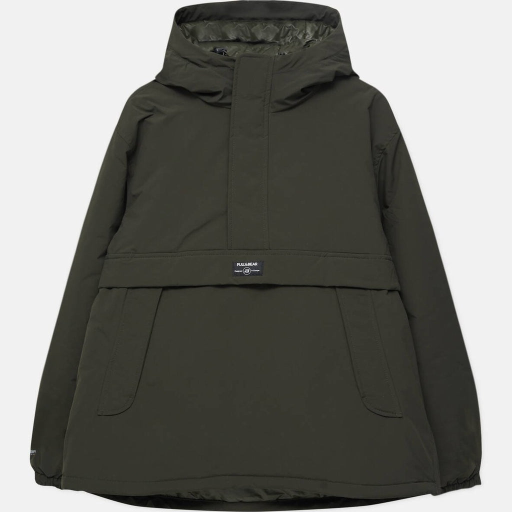 PULL & BEAR JACKET WITH POUCH POCKET IN OLIVE