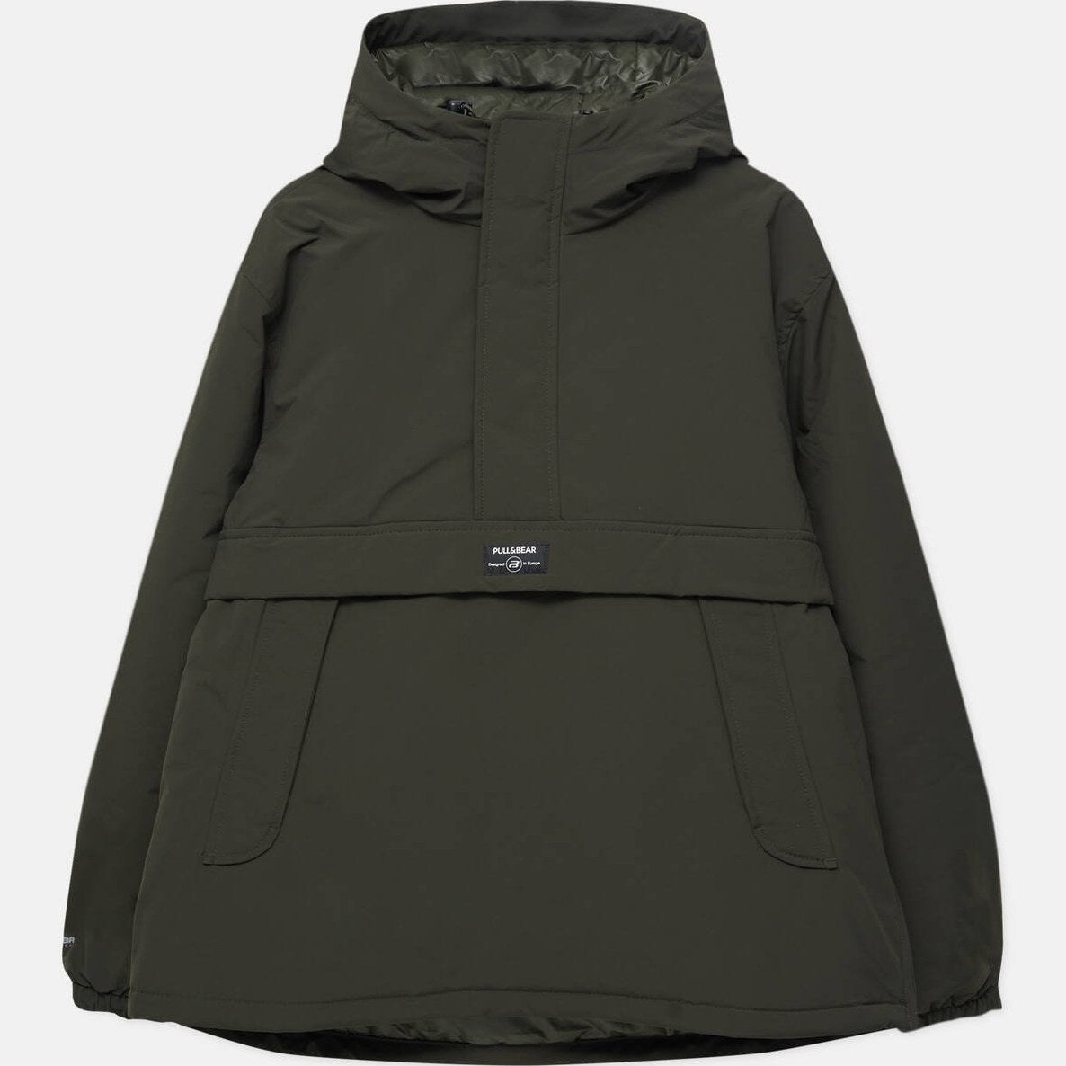 PULL & BEAR JACKET WITH POUCH POCKET IN OLIVE