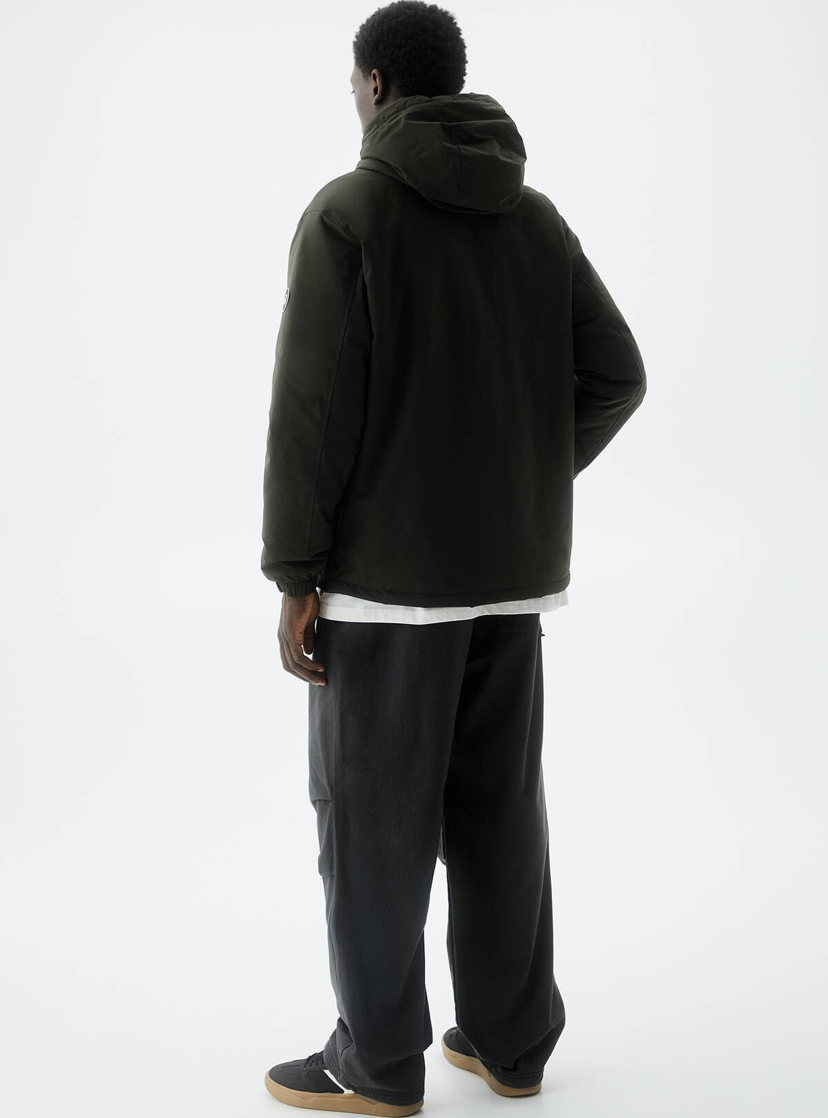 PULL & BEAR JACKET WITH POUCH POCKET IN OLIVE