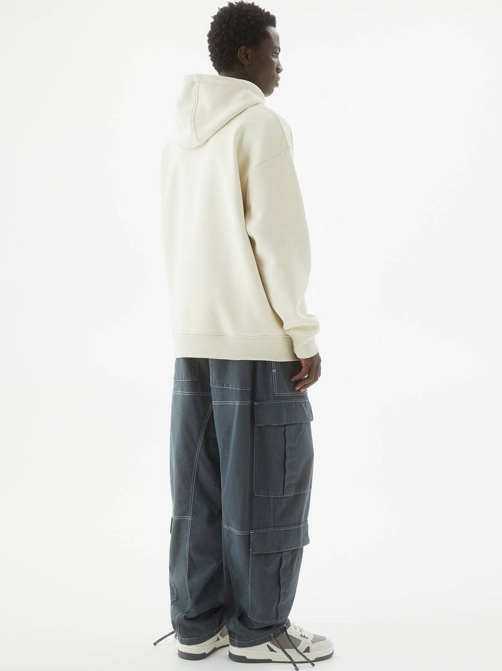 PULL&BEAR EMBROIDERED HOODIE IN BEIGE