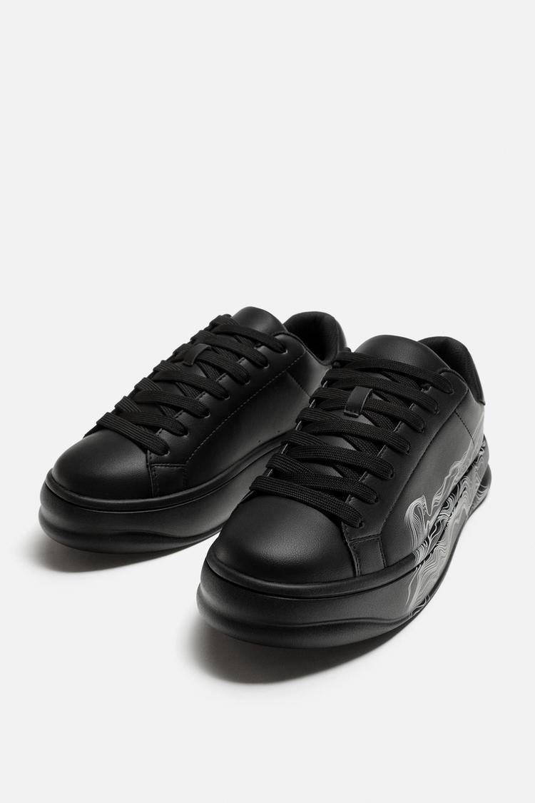 ZARA BLACK STATEMENT CHUNKY SNEAKERS IN BLACK