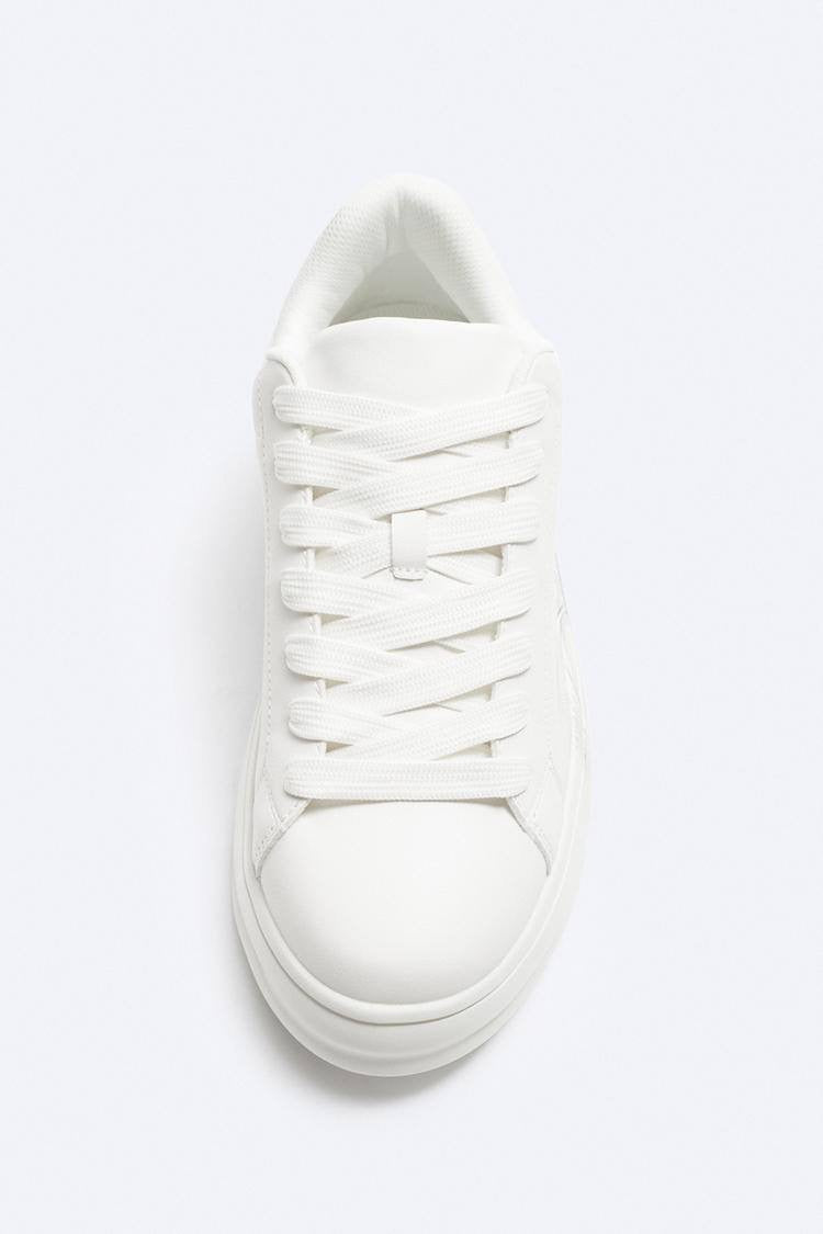 ZARA WHITE STATEMENT CHUNKY SNEAKERS IN WHITE
