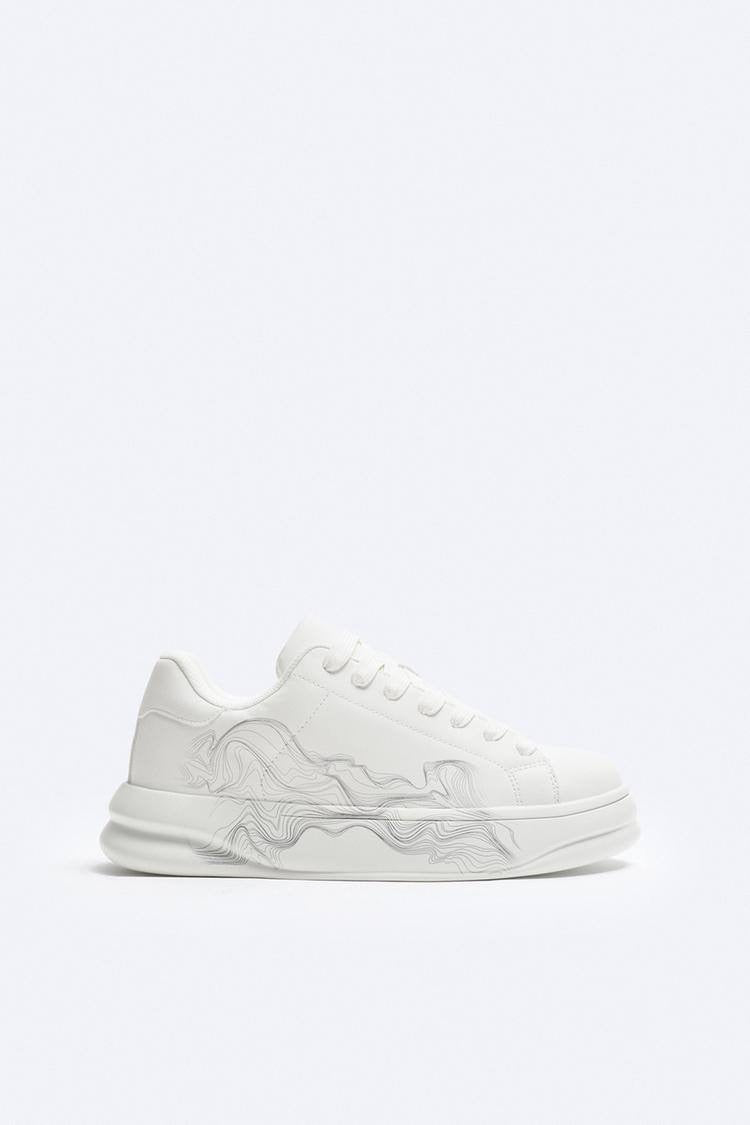 ZARA WHITE STATEMENT CHUNKY SNEAKERS IN WHITE