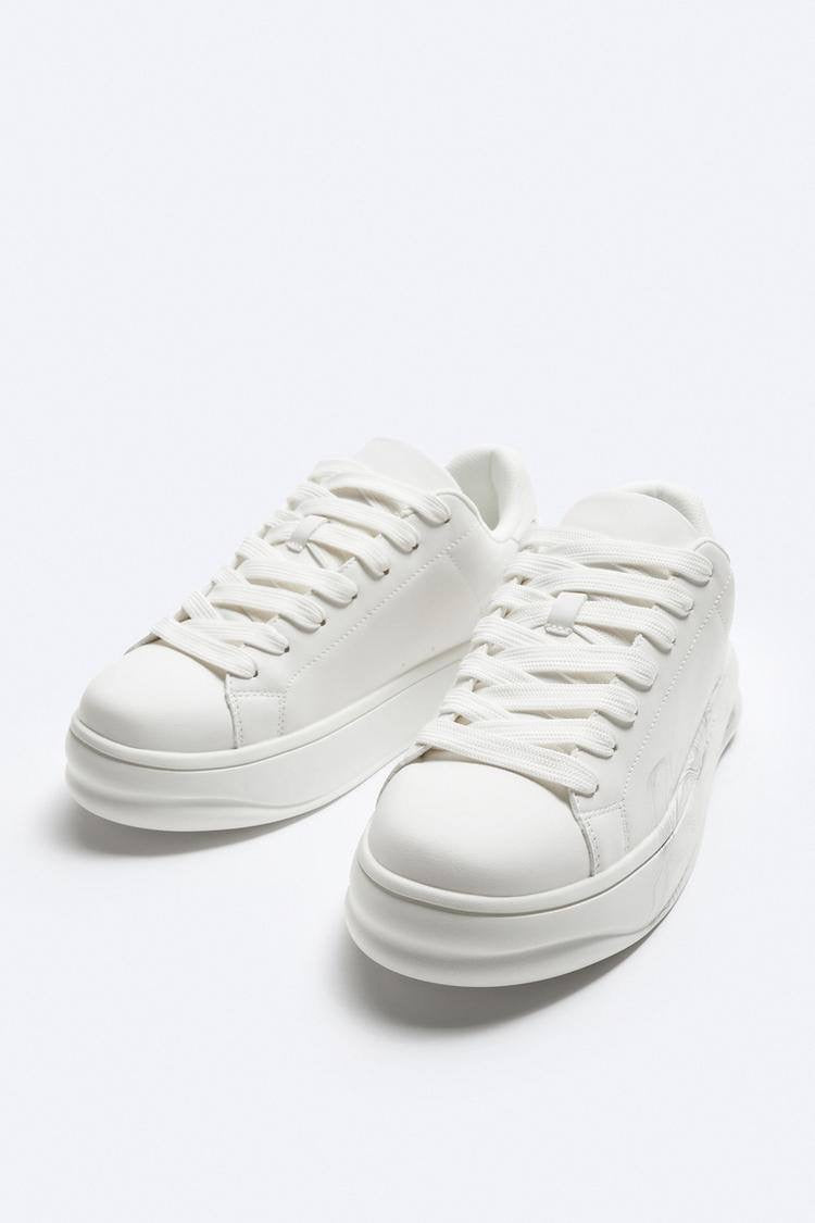 ZARA WHITE STATEMENT CHUNKY SNEAKERS IN WHITE
