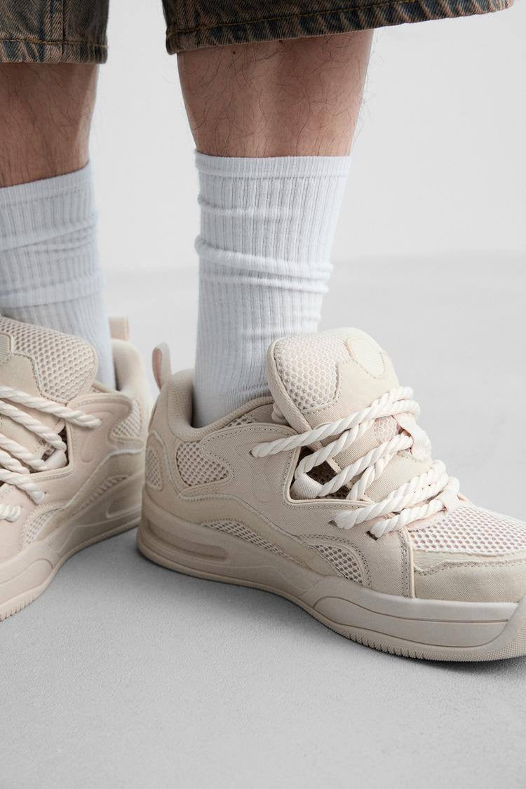 ZARA ROPE-LACE SKATE TRAINERS IN BEIGE
