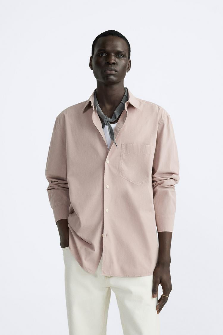 ZARA PINK POPPLIN SHIRT IN PINK