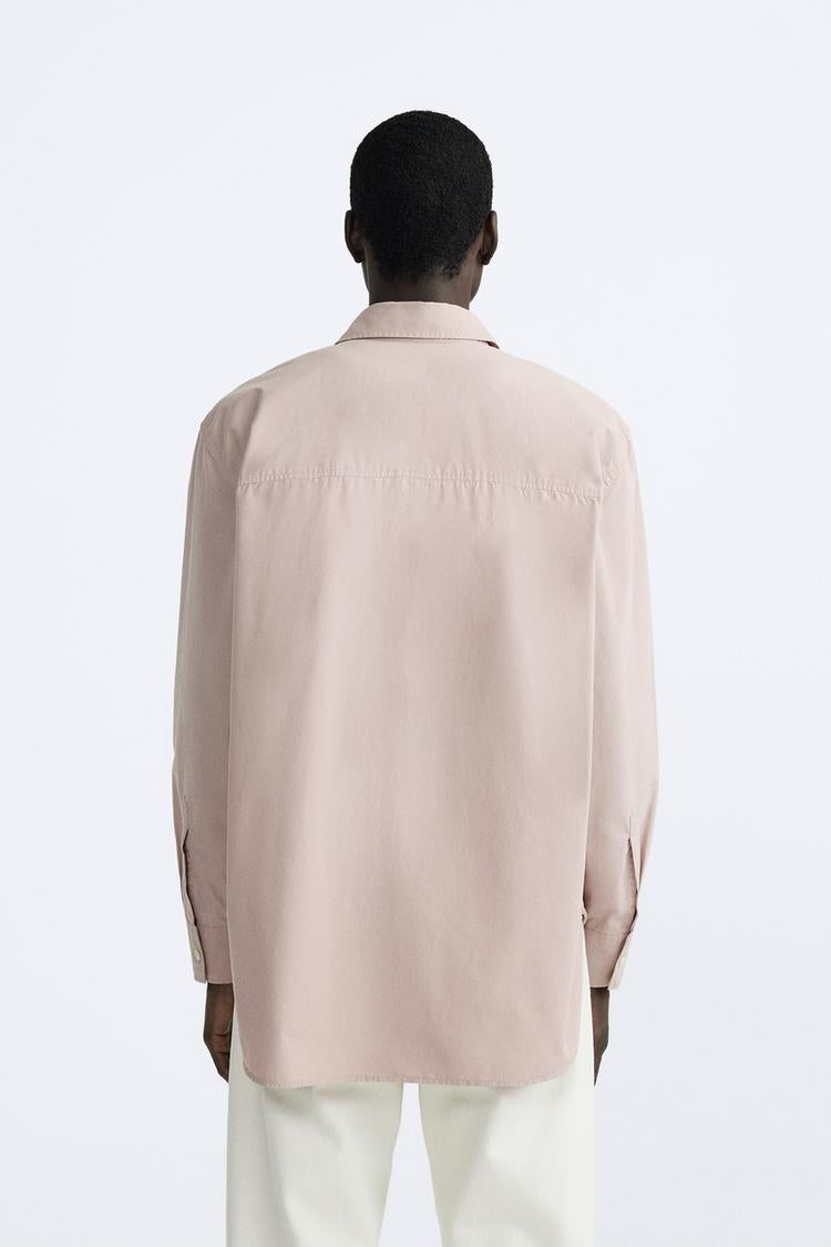 ZARA PINK POPPLIN SHIRT IN PINK