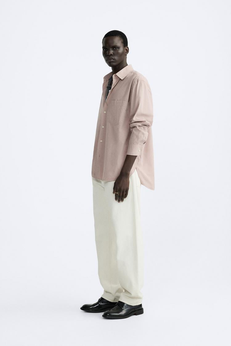 ZARA PINK POPPLIN SHIRT IN PINK