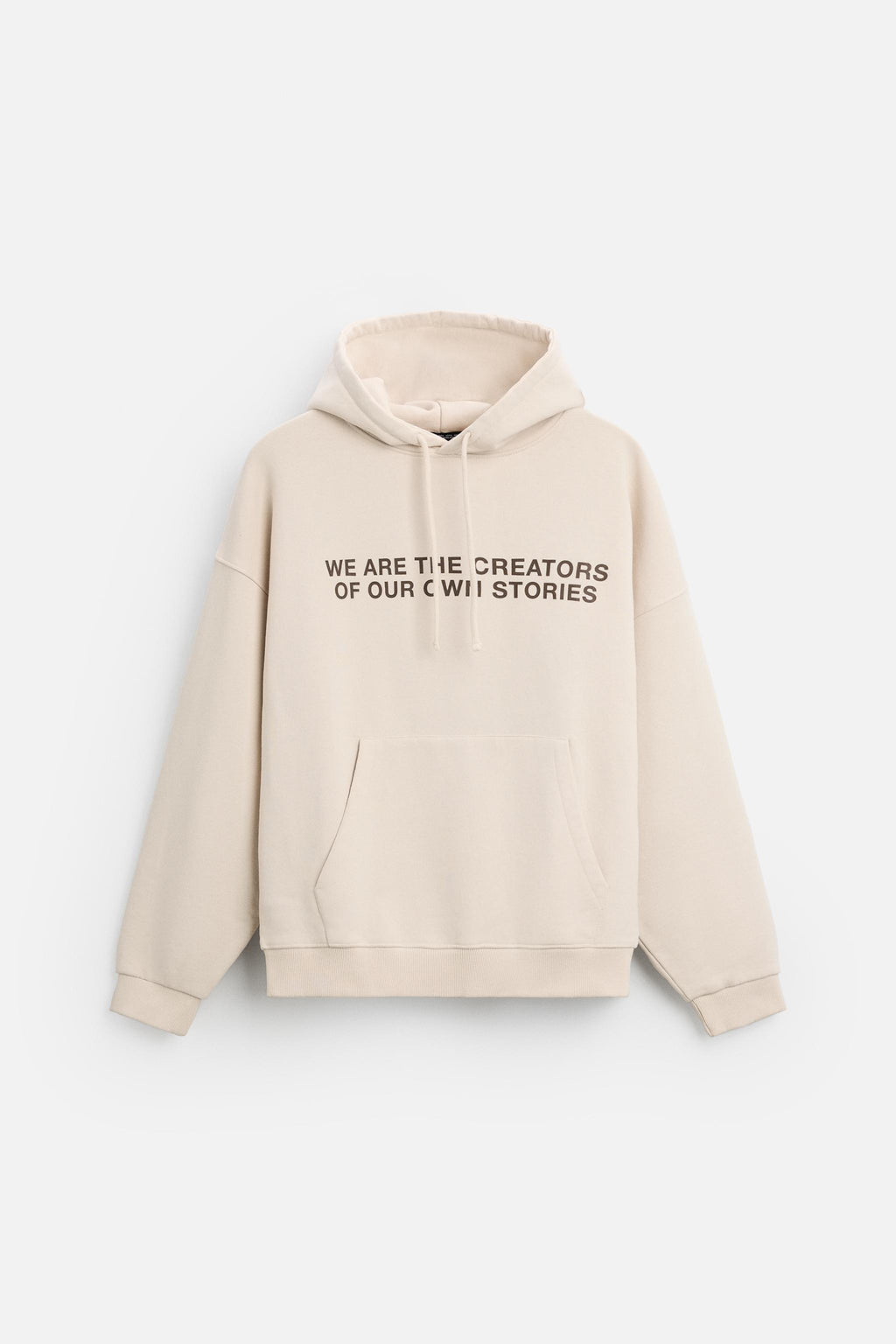 ZARA PRINTED HOODIE IN BEIGE