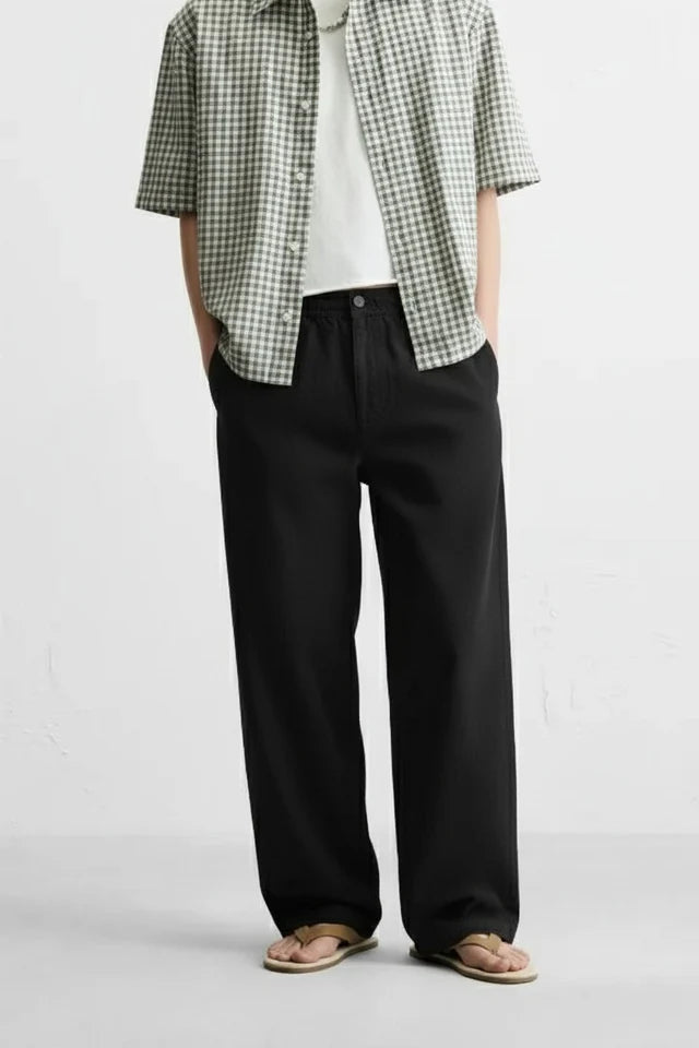 ZARA DISTRESSED CANVAS TROUSERS