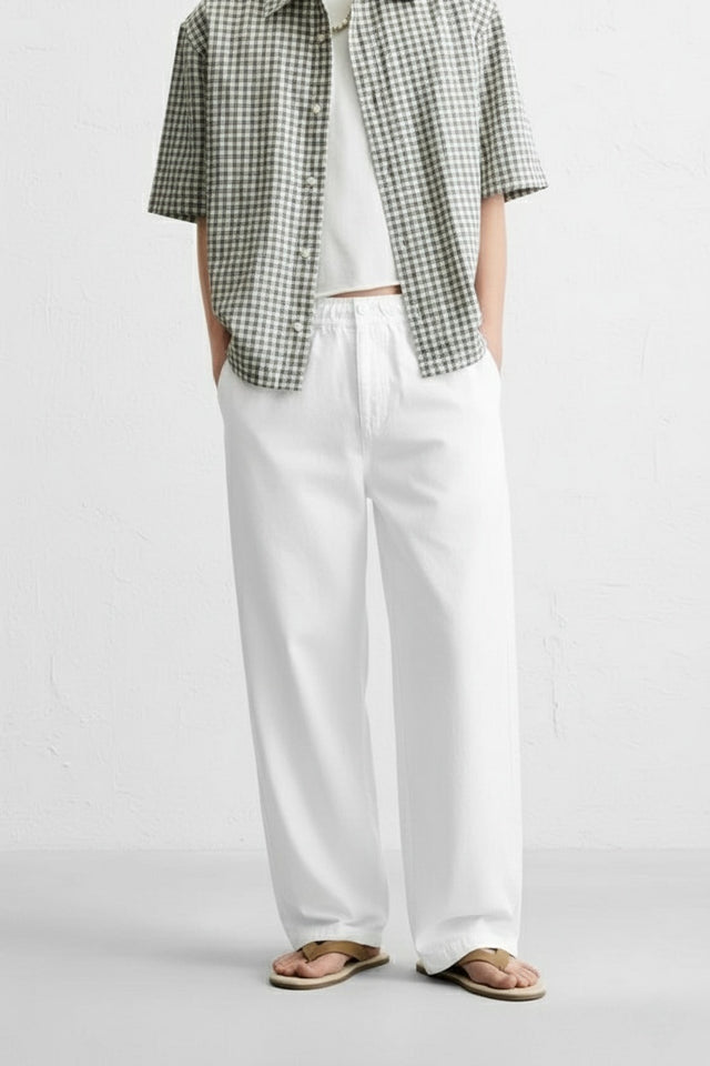 ZARA DISTRESSED CANVAS TROUSERS